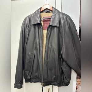 Vintage Black Leather Jacket 100% Real Genuine Leather Size XL